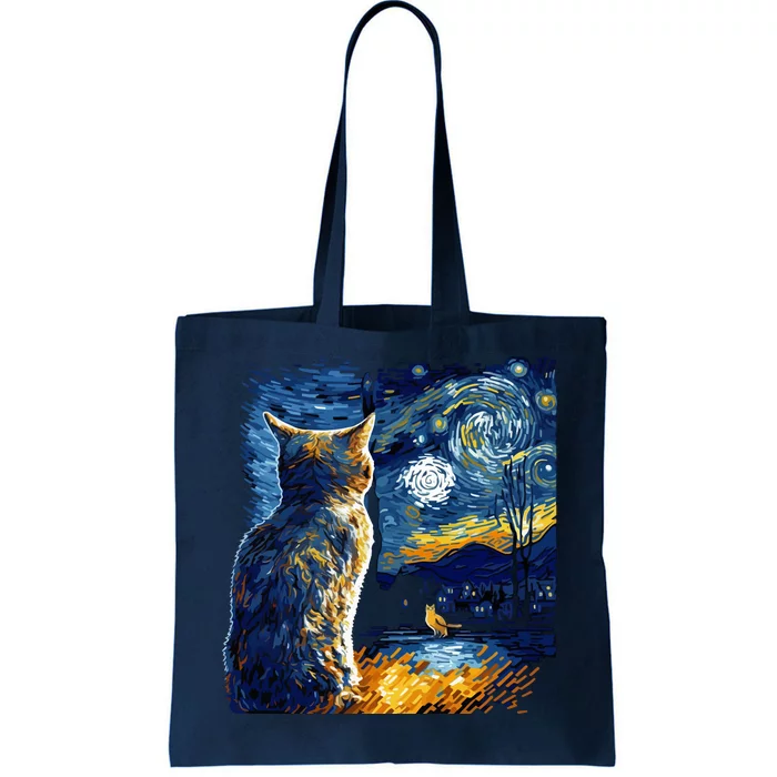 Majestic Starry Night Cat Tote Bag