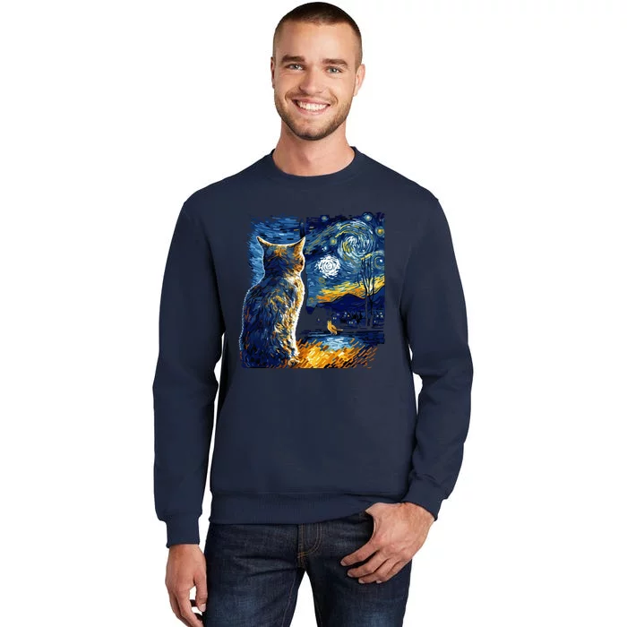 Majestic Starry Night Cat Tall Sweatshirt