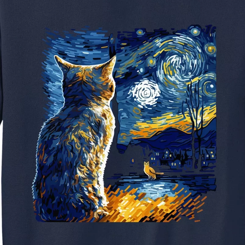 Majestic Starry Night Cat Tall Sweatshirt