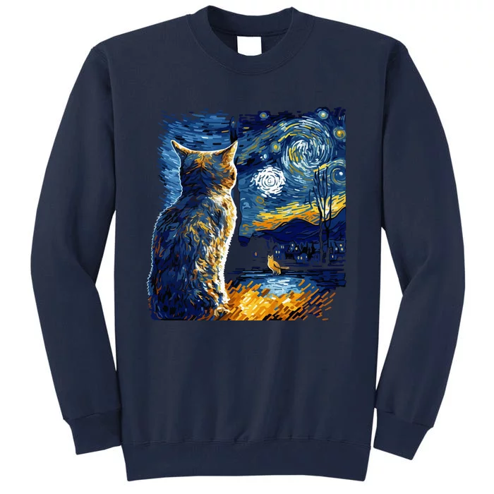 Majestic Starry Night Cat Tall Sweatshirt