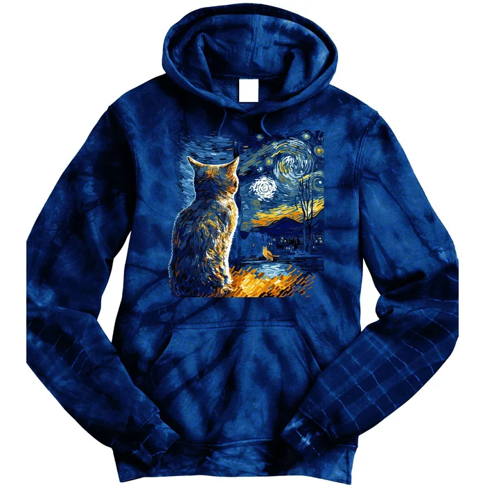 Majestic Starry Night Cat Tie Dye Hoodie