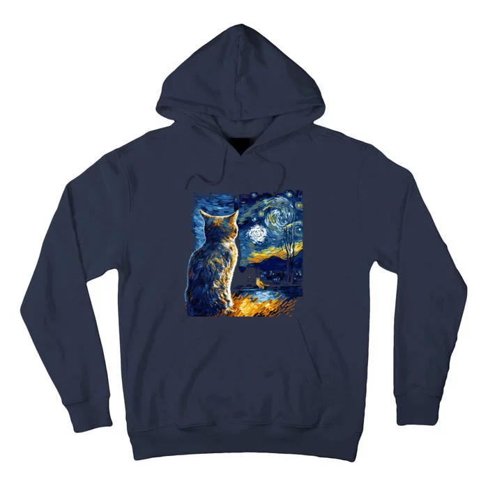 Majestic Starry Night Cat Tall Hoodie