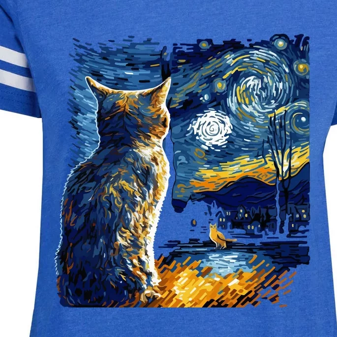 Majestic Starry Night Cat Enza Ladies Jersey Football T-Shirt