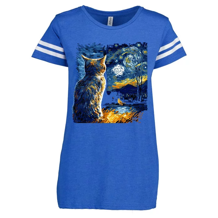 Majestic Starry Night Cat Enza Ladies Jersey Football T-Shirt