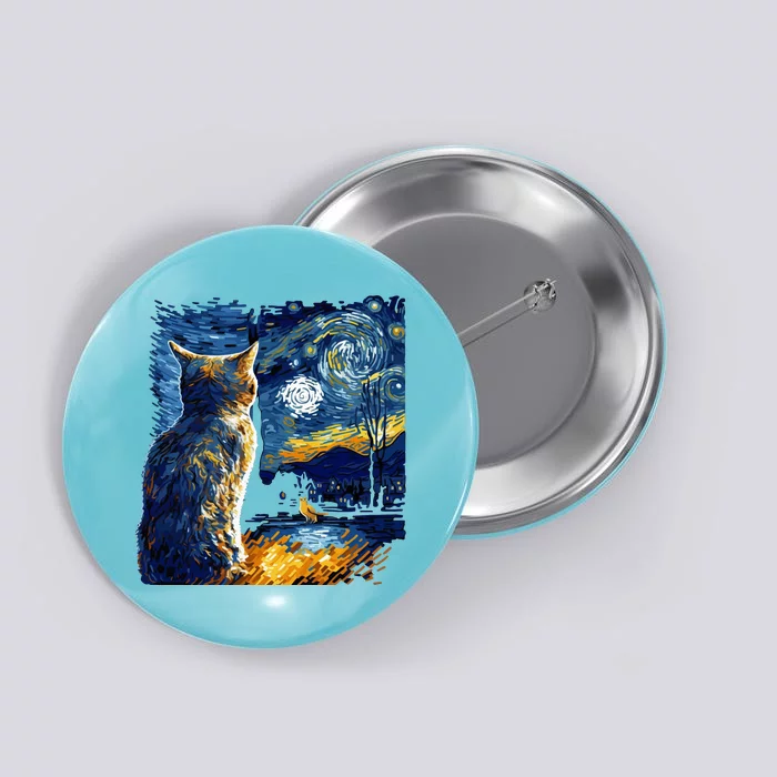 Majestic Starry Night Cat Button