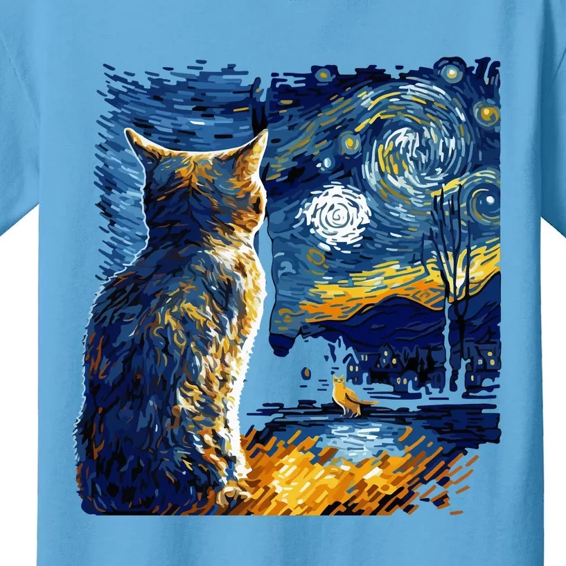 Majestic Starry Night Cat Kids T-Shirt