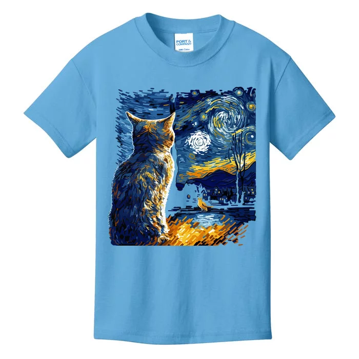 Majestic Starry Night Cat Kids T-Shirt