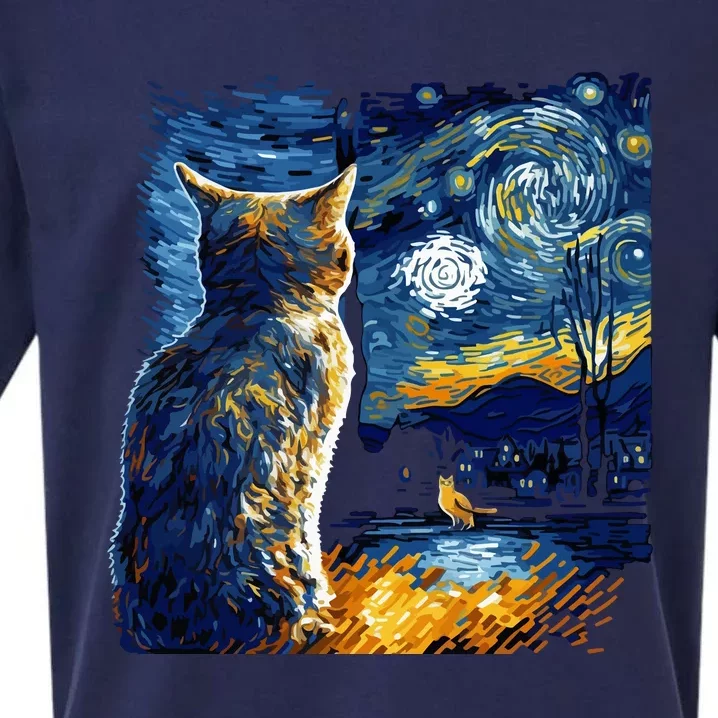 Majestic Starry Night Cat Sueded Cloud Jersey T-Shirt