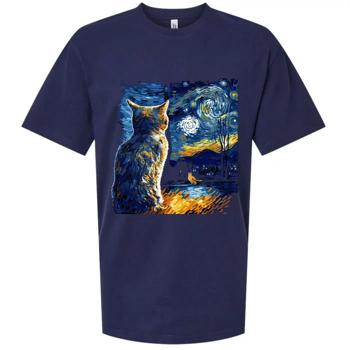 Majestic Starry Night Cat Sueded Cloud Jersey T-Shirt