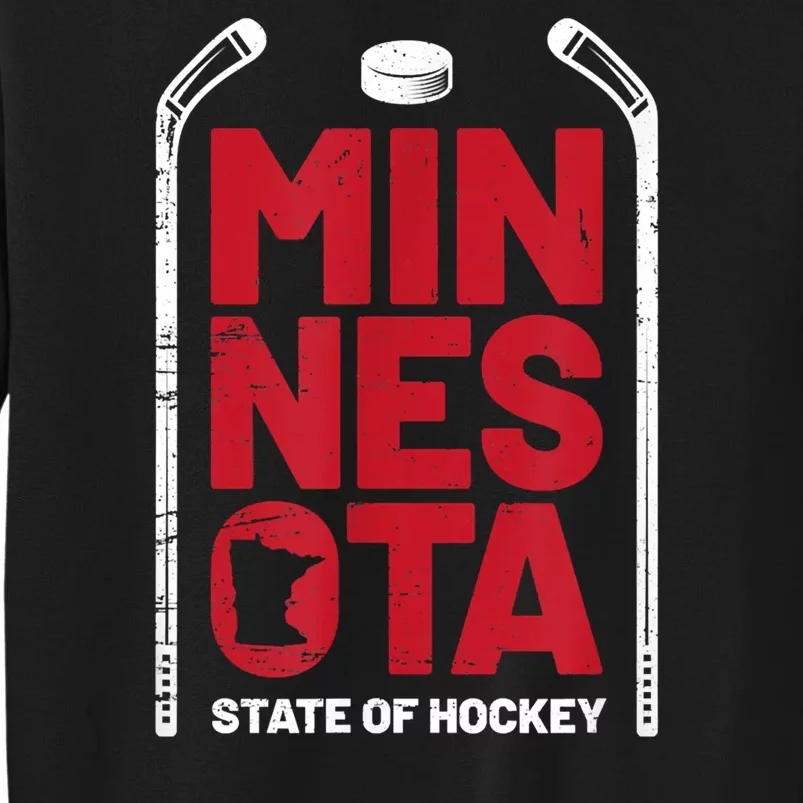 Minnesota State Of Hockey Mn State Map Tall Sweatshirt