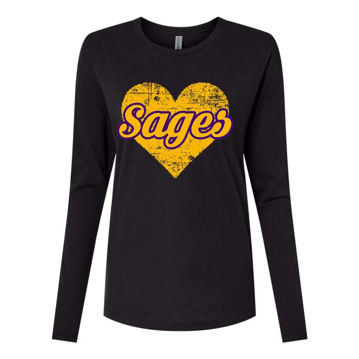 Monticello Sages Over Heart Womens Cotton Relaxed Long Sleeve T-Shirt