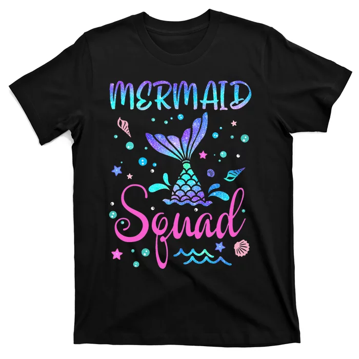 Mermaid Squad Of The Birthday Mermaid Tail Family Matching T-Shirt