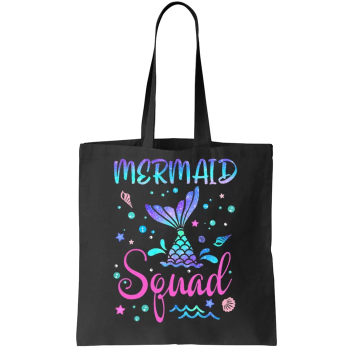 Mermaid Squad Of The Birthday Mermaid Tail Family Matching Tote Bag