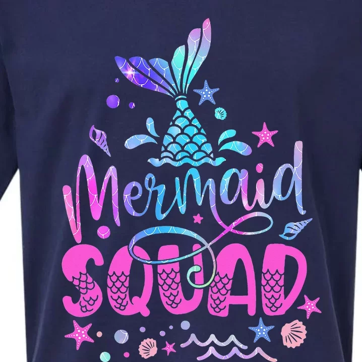 Mermaid Squad Of The Birthday Matching Family Mermaid Tail Sueded Cloud Jersey T-Shirt