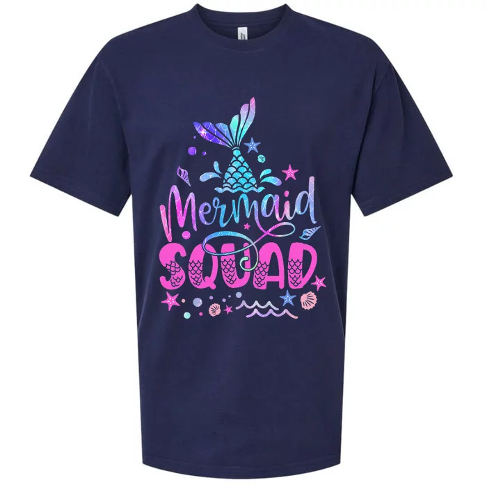 Mermaid Squad Of The Birthday Matching Family Mermaid Tail Sueded Cloud Jersey T-Shirt