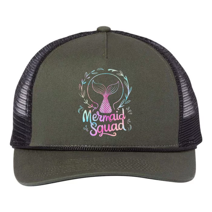 Mermaid Squad Of The Birthday Mermaid Retro Rope Trucker Hat Cap