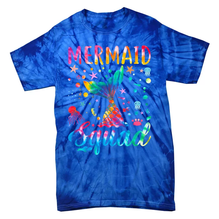 Mermaid Squad Of The Birthday Family Matching Gift Tie-Dye T-Shirt