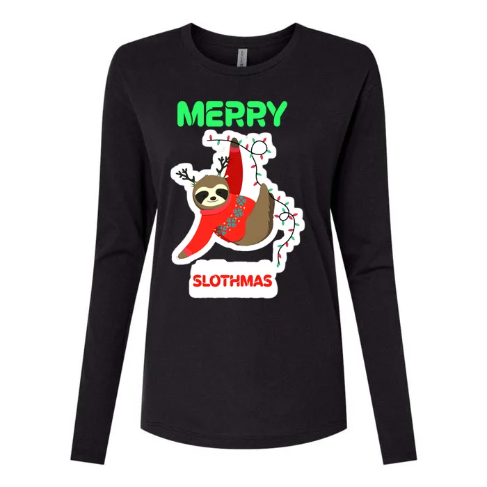 Merry Slothmas Pajamas Xmas Family Matching Gift Womens Cotton Relaxed Long Sleeve T-Shirt