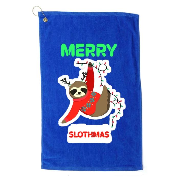 Merry Slothmas Pajamas Xmas Family Matching Gift Platinum Collection Golf Towel