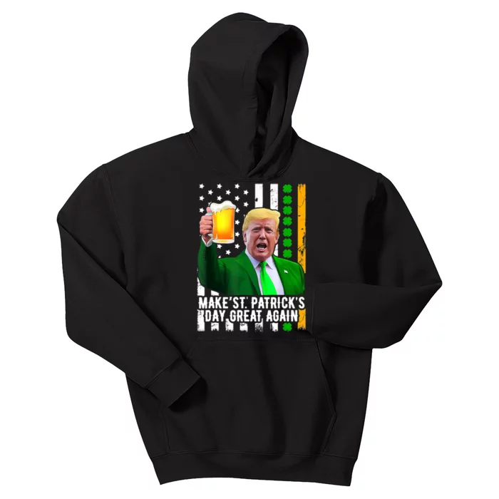 Make St Patrick's Day Great Again Funny Trump Kids Hoodie