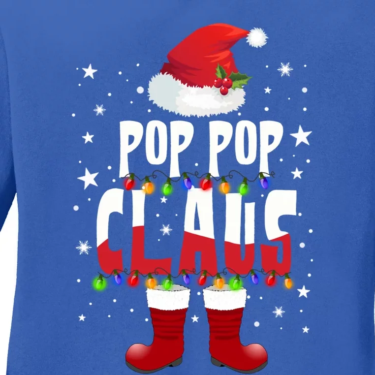 Merry Santa Pop Pop Claus Christmas Family Matching Group Gift Ladies Long Sleeve Shirt