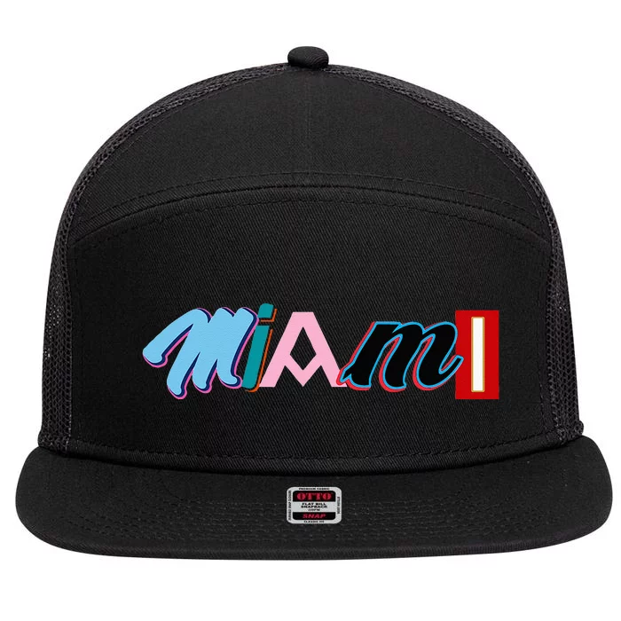 Miami Sports Pride Fan City 7 Panel Mesh Trucker Snapback Hat