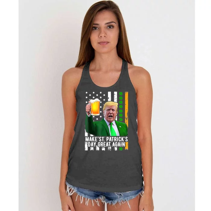 Make St PatrickS Day Great Again Funny Trump Women's Knotted Racerback Tank