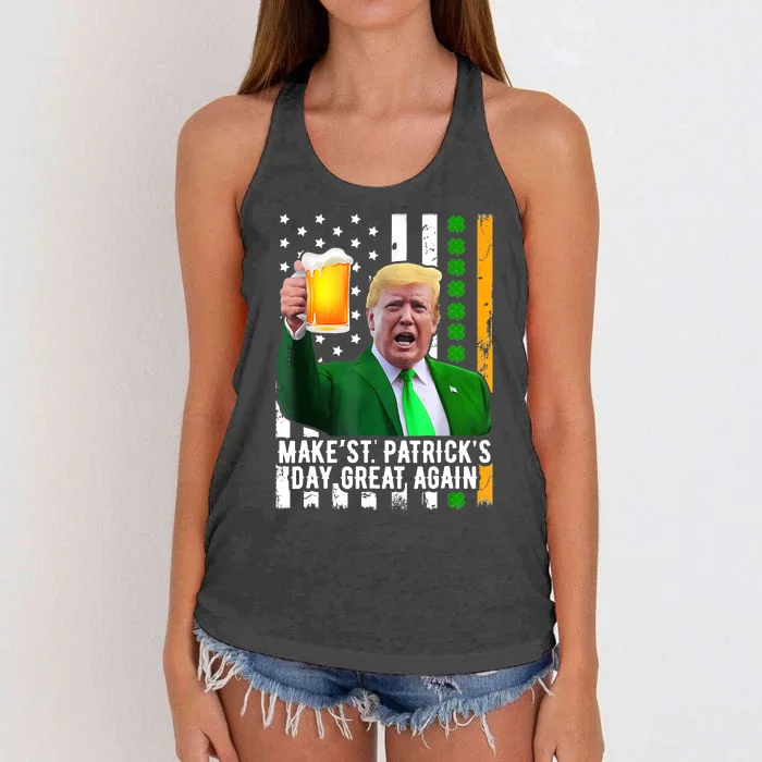 Make St PatrickS Day Great Again Funny Trump Women's Knotted Racerback Tank