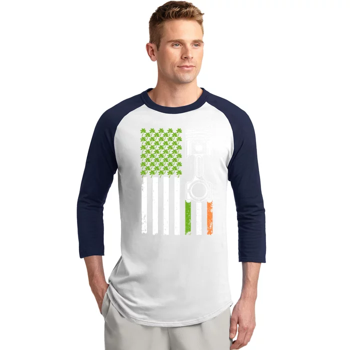 Mechanic St Patricks Day American Flag Green Shamrock Gift Baseball Sleeve Shirt