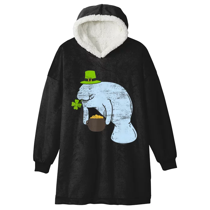 Manatee St. Patricks Day Hooded Wearable Blanket