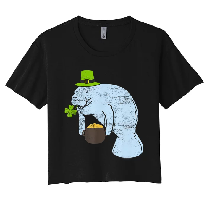 Manatee St. Patricks Day Women's Crop Top Tee