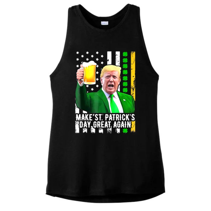 Make St PatrickS Day Great Again Funny Trump Ladies Tri-Blend Wicking Tank