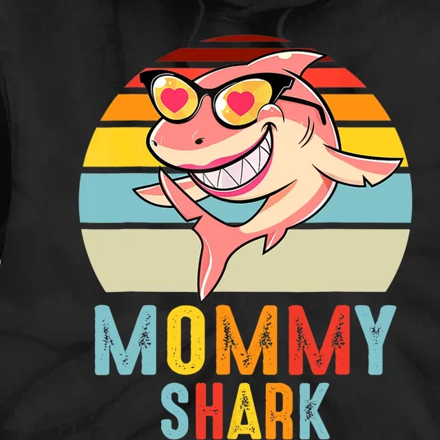 Mommy Shark Pajamas Retro Line Shirt For Mother's Day Tie Dye Hoodie