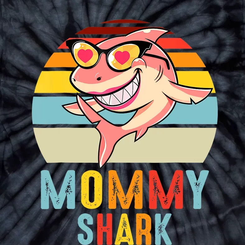 Mommy Shark Pajamas Retro Line Shirt For Mother's Day Tie-Dye T-Shirt