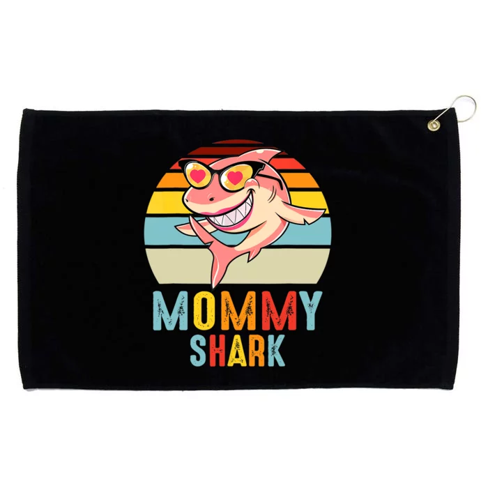 Mommy Shark Pajamas Retro Line Shirt For Mother's Day Grommeted Golf Towel