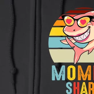 Mommy Shark Pajamas Retro Line Shirt For Mother's Day Full Zip Hoodie