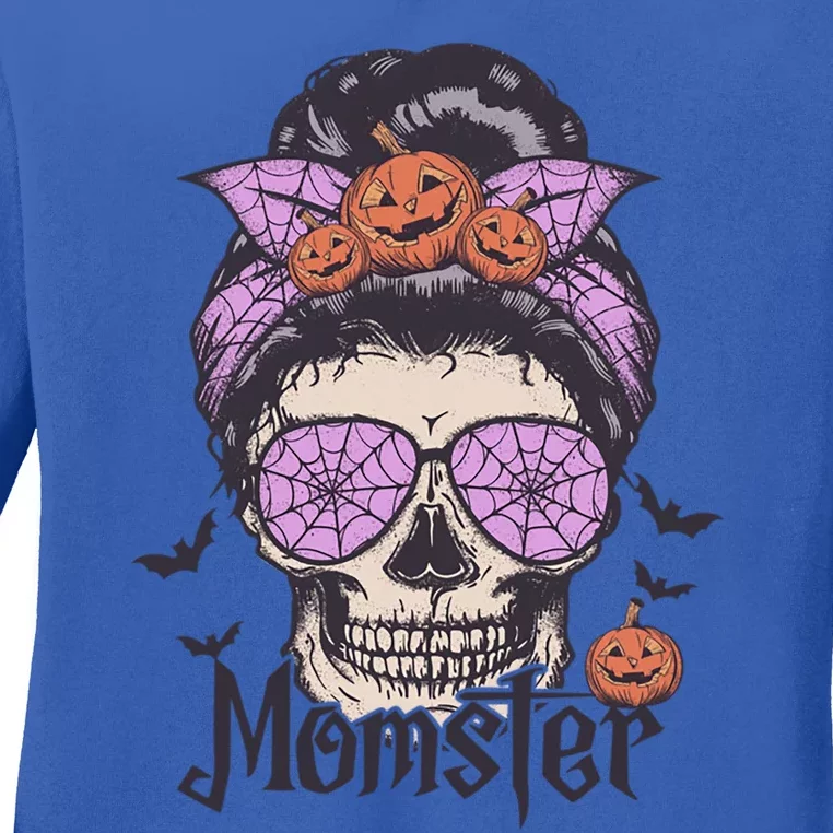 Momster Skeleton Pumpkin Halloween Gift Ladies Long Sleeve Shirt