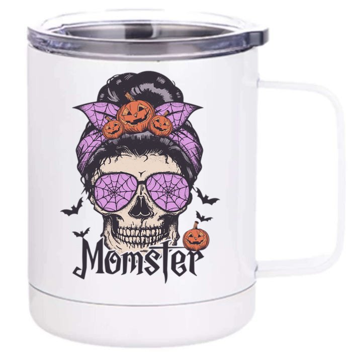 Momster Skeleton Pumpkin Halloween Gift Front & Back 12oz Stainless Steel Tumbler Cup