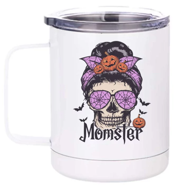 Momster Skeleton Pumpkin Halloween Gift Front & Back 12oz Stainless Steel Tumbler Cup