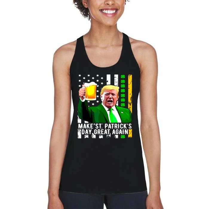 Make St Patricks Day Great Again Funny Trump Women's Racerback Tank