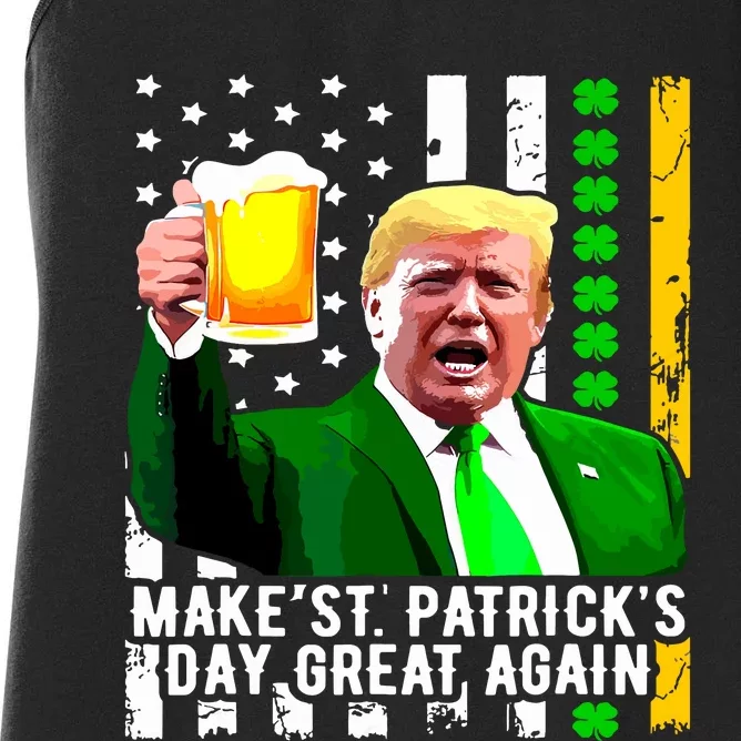 Make St Patricks Day Great Again Funny Trump Women's Racerback Tank