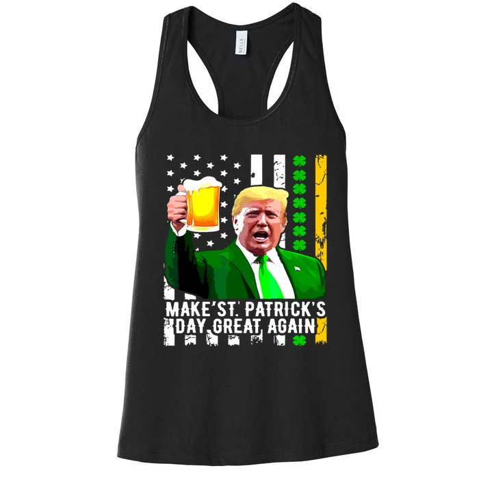 Make St Patricks Day Great Again Funny Trump Women's Racerback Tank