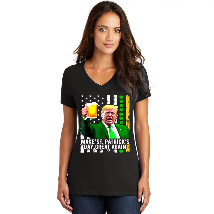 Make St Patricks Day Great Again Funny Trump Women's V-Neck T-Shirt