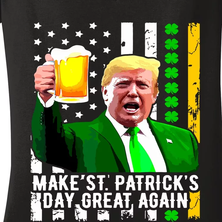 Make St Patricks Day Great Again Funny Trump Women's V-Neck T-Shirt