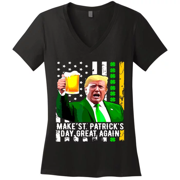 Make St Patricks Day Great Again Funny Trump Women's V-Neck T-Shirt