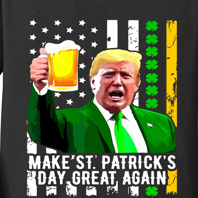 Make St Patricks Day Great Again Funny Trump Kids Long Sleeve Shirt