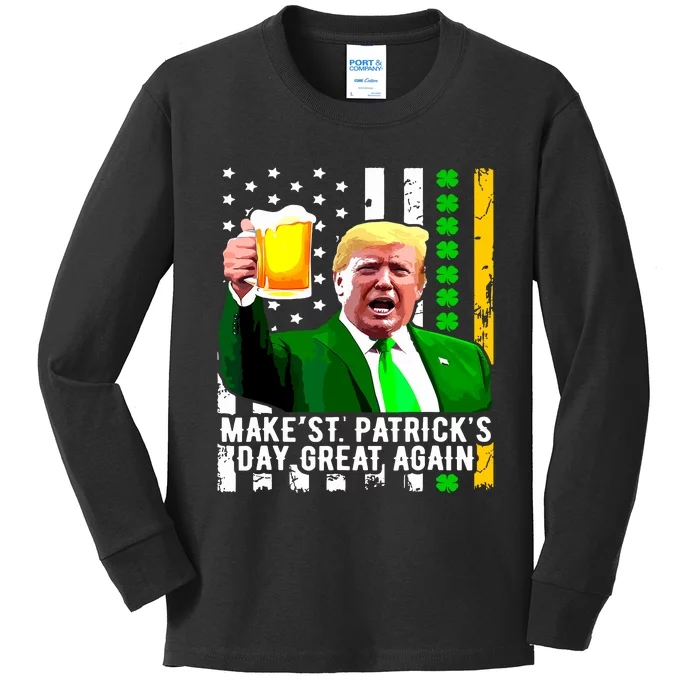 Make St Patricks Day Great Again Funny Trump Kids Long Sleeve Shirt