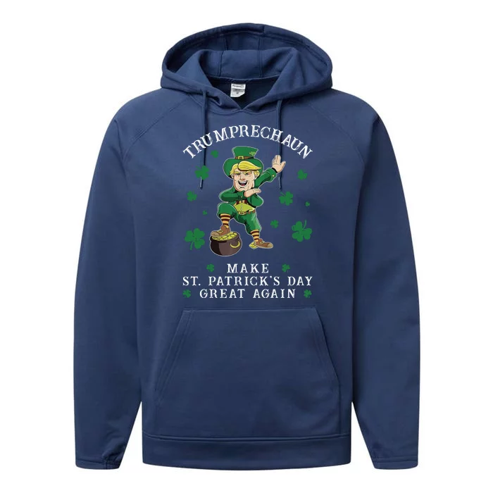 Make St Patricks Day Great Again Trump Leprechaun Performance Fleece Hoodie