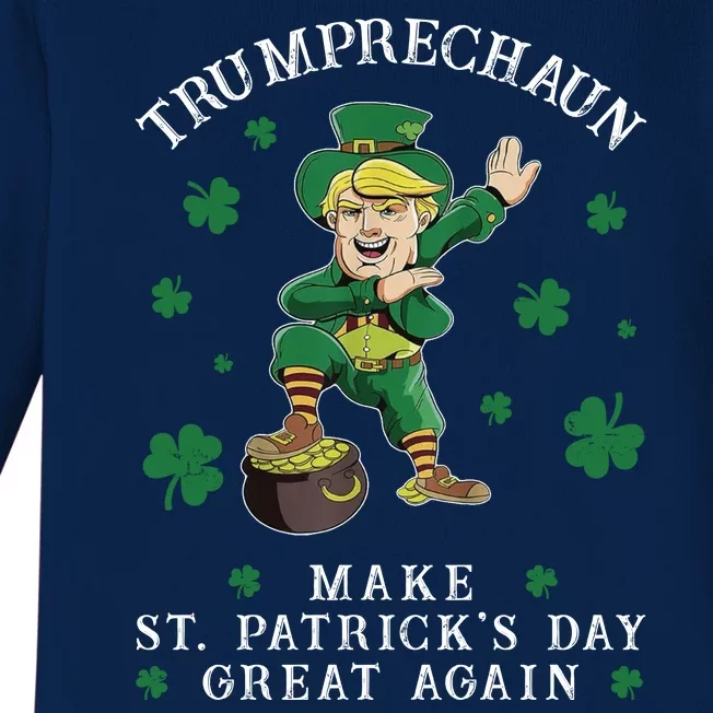 Make St Patricks Day Great Again Trump Leprechaun Baby Long Sleeve Bodysuit