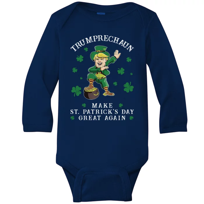 Make St Patricks Day Great Again Trump Leprechaun Baby Long Sleeve Bodysuit